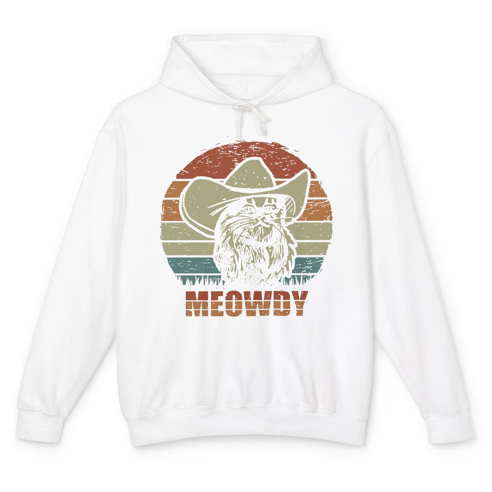 Funny Retro Cat Cowboy Meowdy Western Country Cat Lovers Unisex Lightweight Hoodie