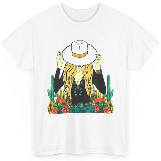 Desert Punchy Cowgirl Hat Western Country Cactus Howdy Retro Classic Unisex T-Shirt