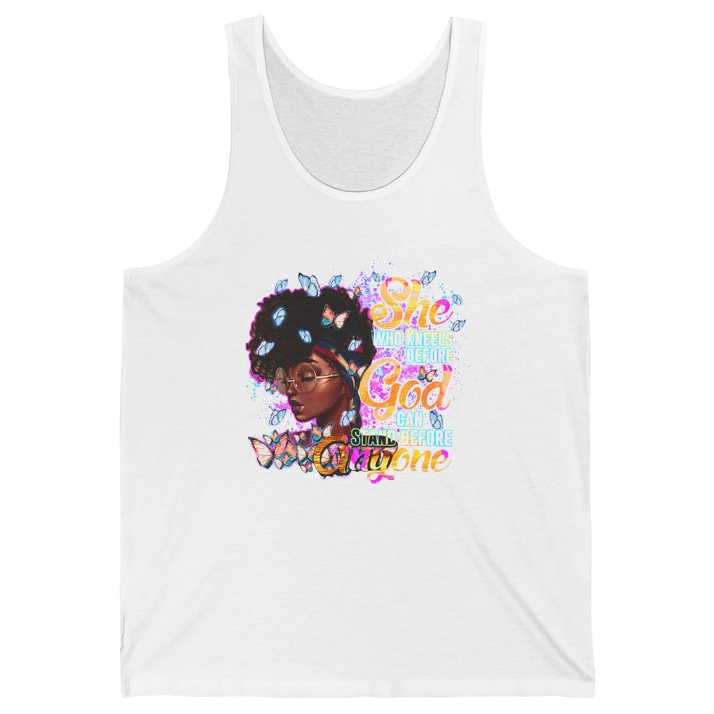 Black Girl She Who Kneels Before God Christian Afro Women Unisex Jersey Tank