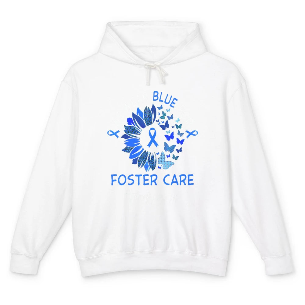 Foster Care Awareness Leopard Sunflower Adoption Blue Ribbon Unisex Lightweight Hoodie