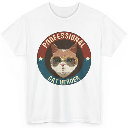 Vintage Cat Glasses Professional Cat Herder Cat Mom Cat Dad Classic Unisex T-Shirt