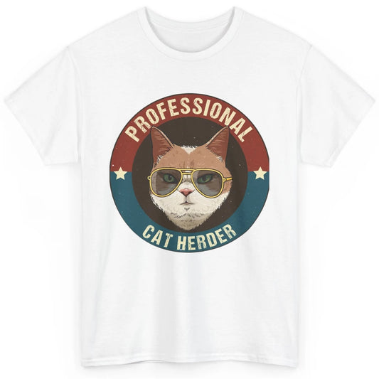 Vintage Cat Glasses Professional Cat Herder Cat Mom Cat Dad Classic Unisex T-Shirt