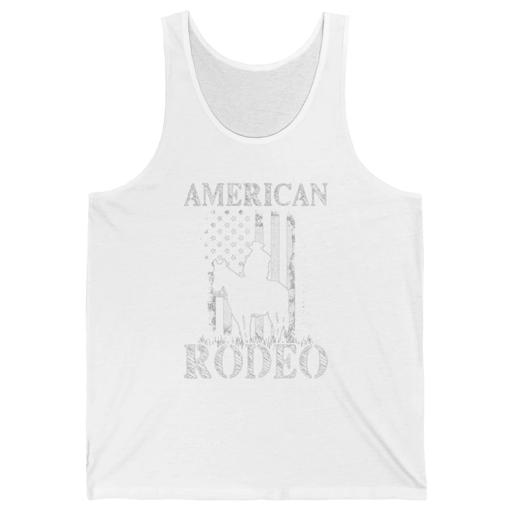 American Rodeo Cowboy Horse Bull Riding USA Flag Retro Howdy Western Country Horseback Unisex Jersey Tank