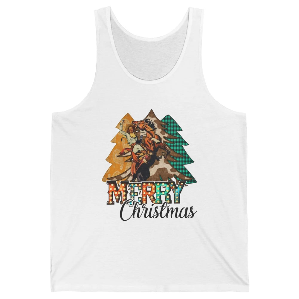 Rodeo Mom Cowgirl Christmas Tree Western Country Cowboy Gift Unisex Jersey Tank