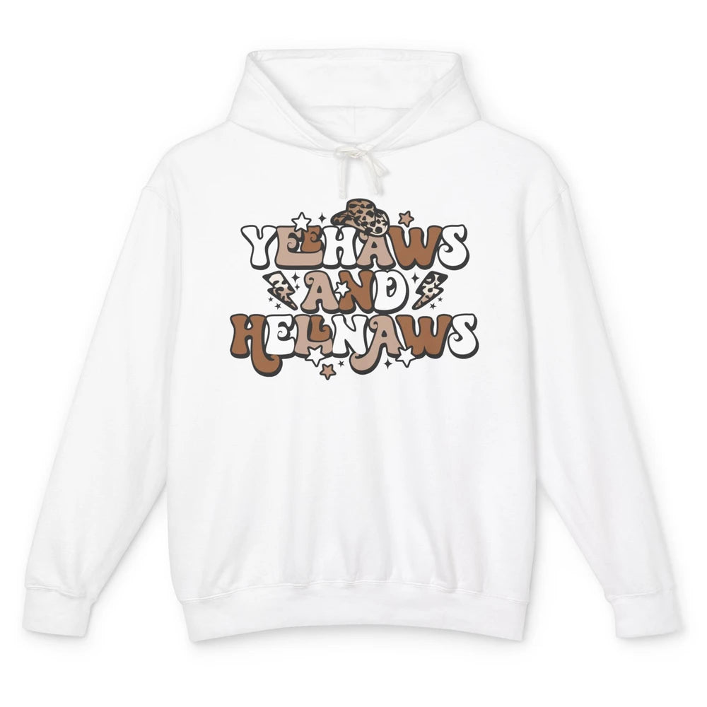 Leopard Yeehaws & Hellnaw Western Country Cowgirl Cowboy Hat Unisex Lightweight Hoodie