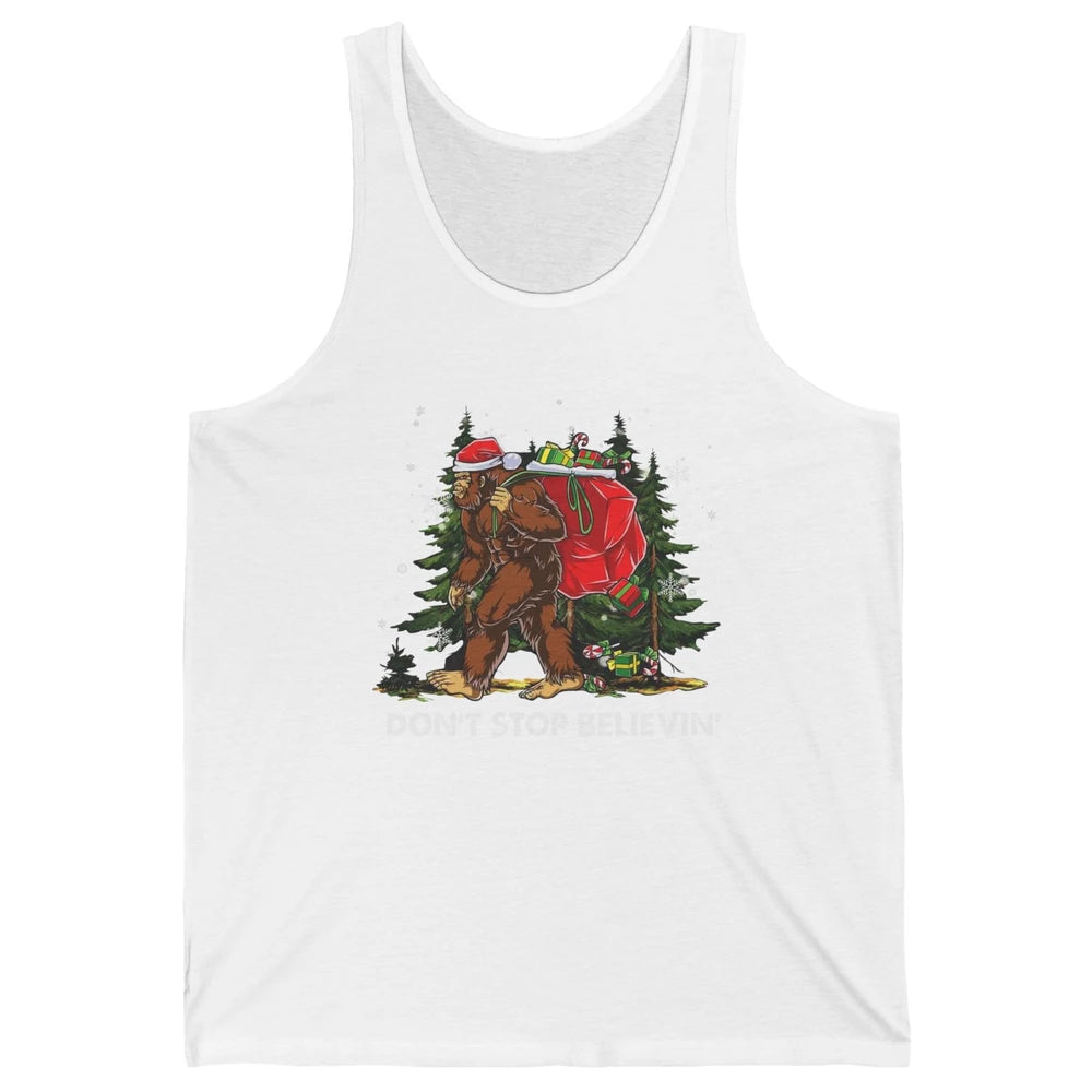 Funny Santa Bigfoot Don’t Stop Believing Christmas Tree Gift Unisex Jersey Tank