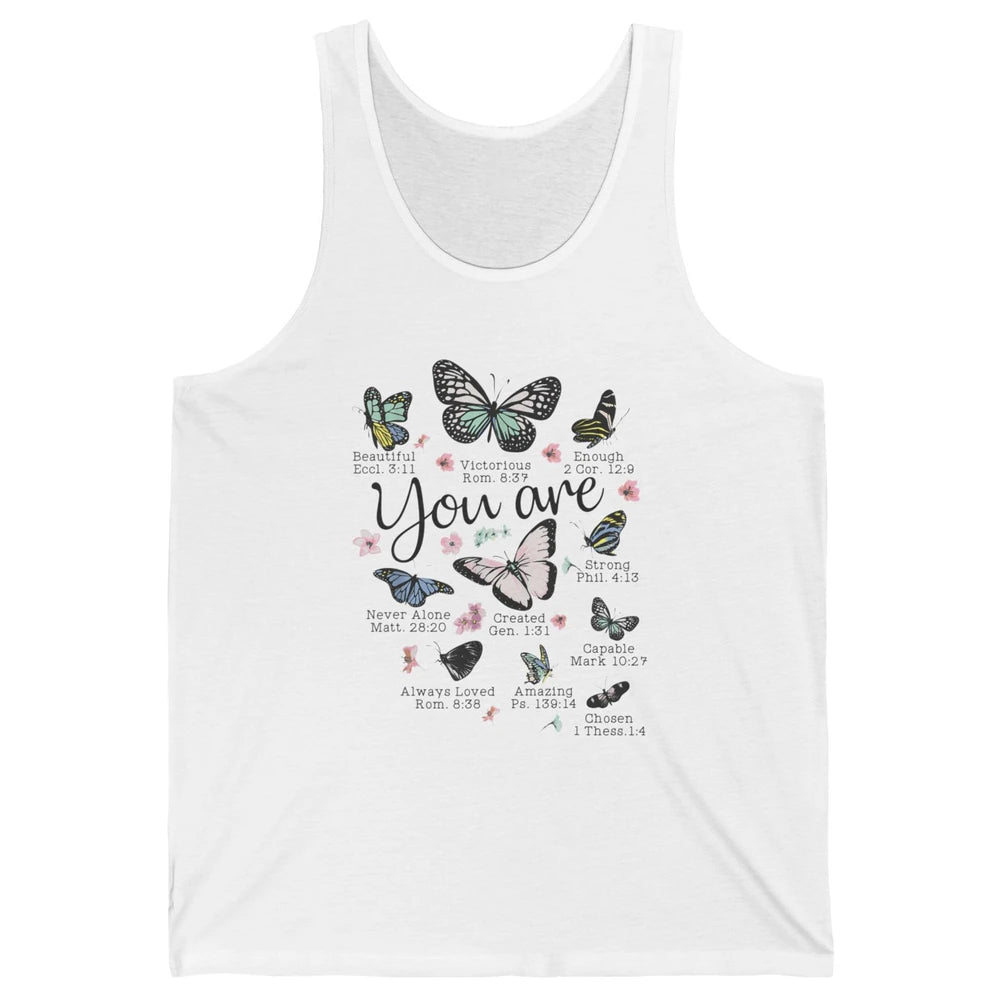 You Are Beautiful Bible Verse Butterfly Christian Jesus God Unisex Jersey Tank