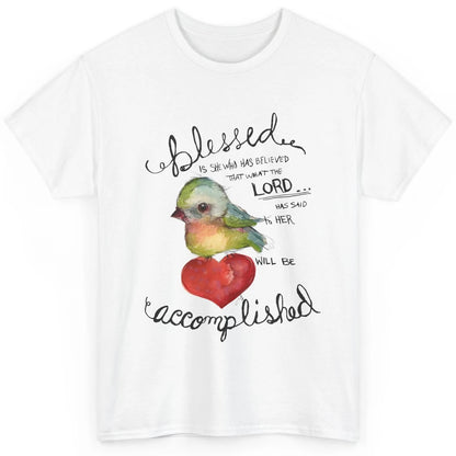 Christian Blessed Is She Who Believed Bible Verse Religious Classic Unisex T-Shirt