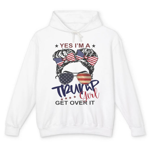 I'm Trump Girl Get Over It US Flag Girl Republican 4th July Unisex Lightweight Hoodie