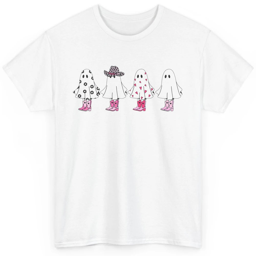 Cute Pink Cowboy Ghost Spooky Boo Daisy Western Halloween Classic Unisex T-Shirt