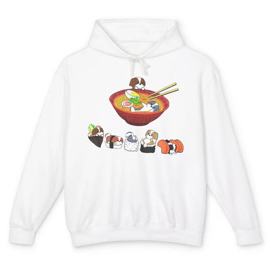 Funny Shih Tzu Sushi Ramen Bowl Cute Japanese Kawaii Dog Unisex Lightweight Hoodie