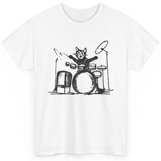 Funny Cat Drumming Drummers Percussionists Musician Gift Classic Unisex T-Shirt