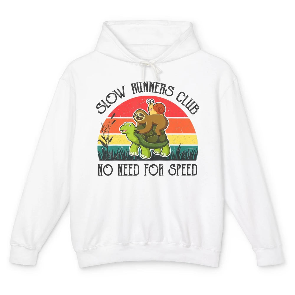 Funny Slow Runners Club Snail Riding Turtle Pun Animal Snail Unisex Lightweight Hoodie