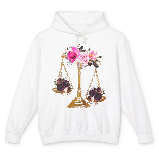 Wildflowers Lawyer Office Scales Roses Justice Law School Unisex Lightweight Hoodie