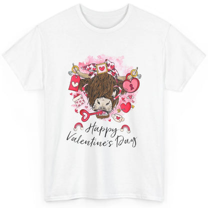 Cute Highland Cow Heart Western Happy Valentine Day Love Classic Unisex T-Shirt