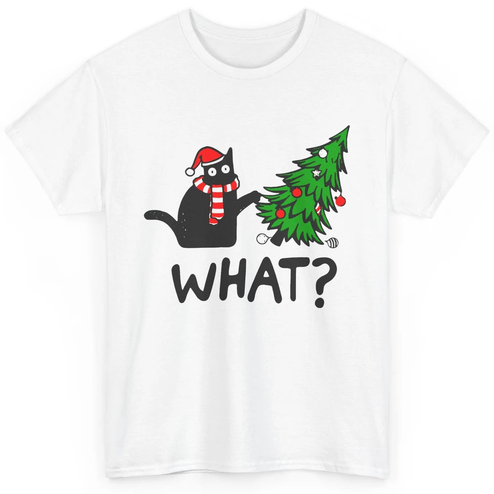 Funny Black Cat Christmas Light Santa What Christmas Costume Classic Unisex T-Shirt