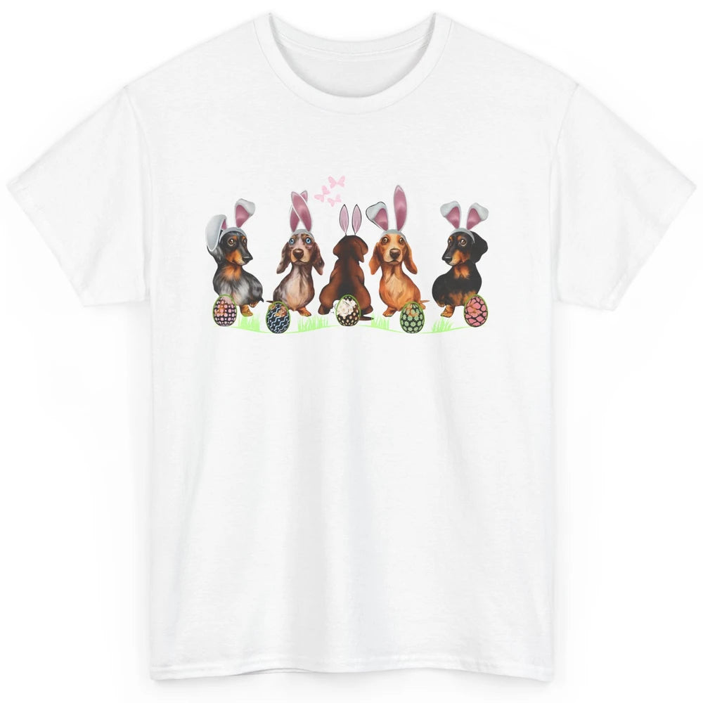 Easter Dachshund With Bunny Ears Cute Dachshund Easter Eggs Classic Unisex T-Shirt