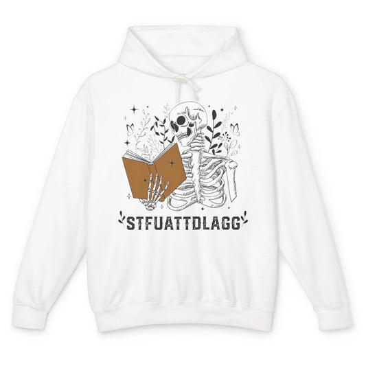 Funny Skeleton Reading Book STFUATTDLAGG Romance Smut Reader Unisex Lightweight Hoodie