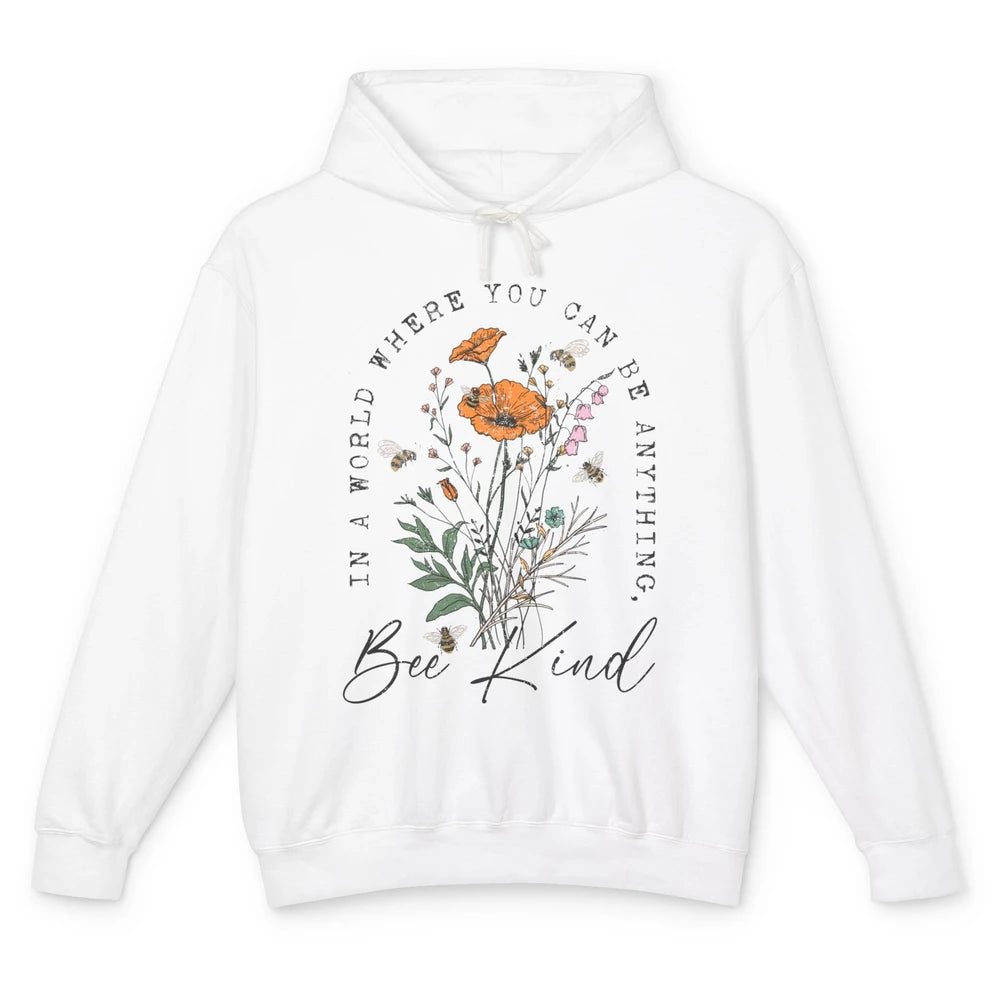 Vintage Bee Kind Daisy Minimalist Positive Mind Wildflower Unisex Lightweight Hoodie