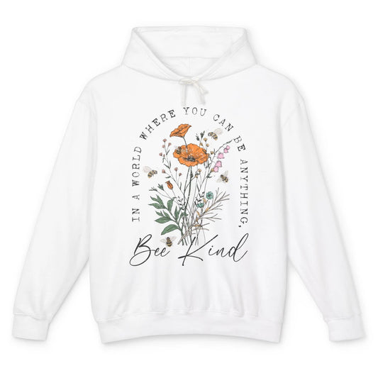 Vintage Bee Kind Daisy Minimalist Positive Mind Wildflower Unisex Lightweight Hoodie