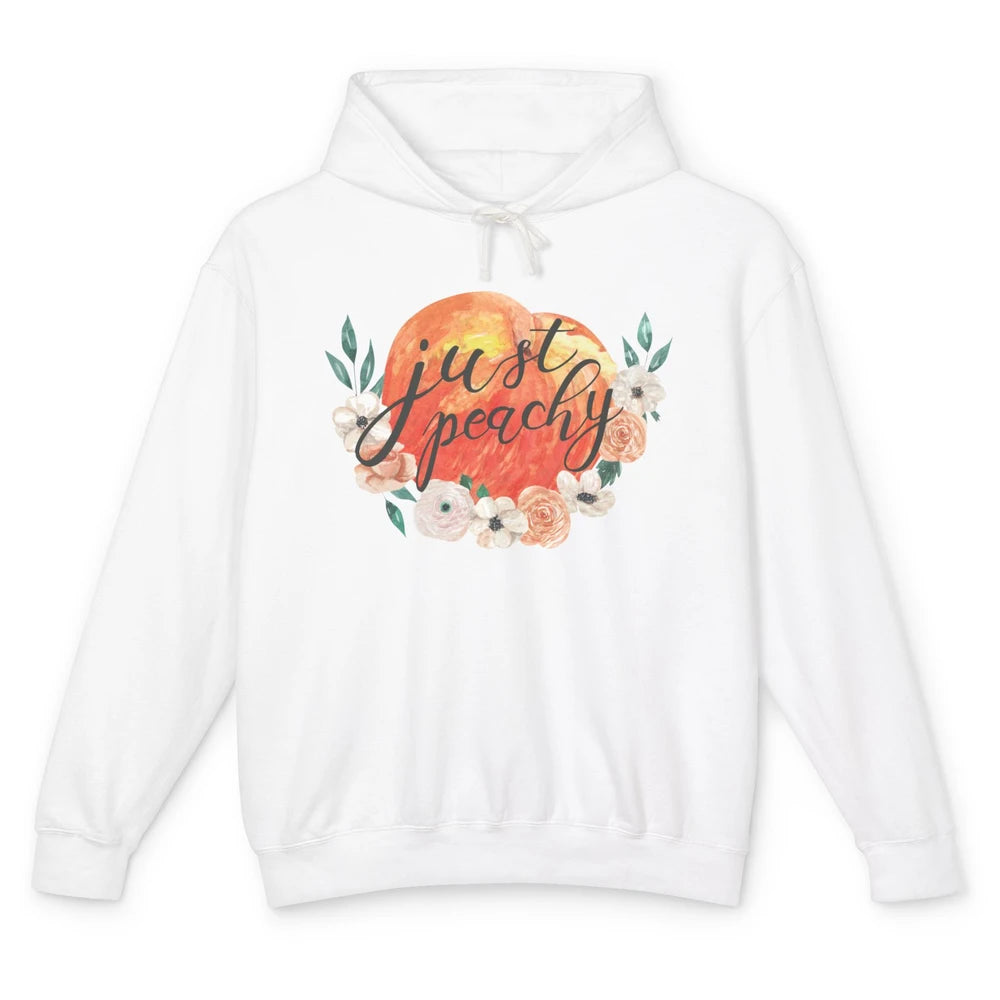 Just Peachy Retro 70s Georgia Peaches Summer Fruit Unisex Lightweight Hoodie