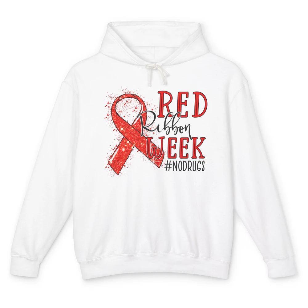 October Red Ribbon Week Awareness No Drugs Drug Free Unisex Lightweight Hoodie