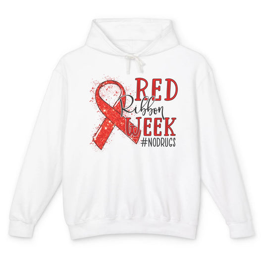 October Red Ribbon Week Awareness No Drugs Drug Free Unisex Lightweight Hoodie