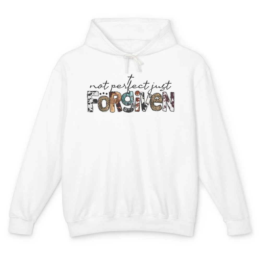 Leopard Not Perfect Just Forgiven Christian Western Country Unisex Lightweight Hoodie