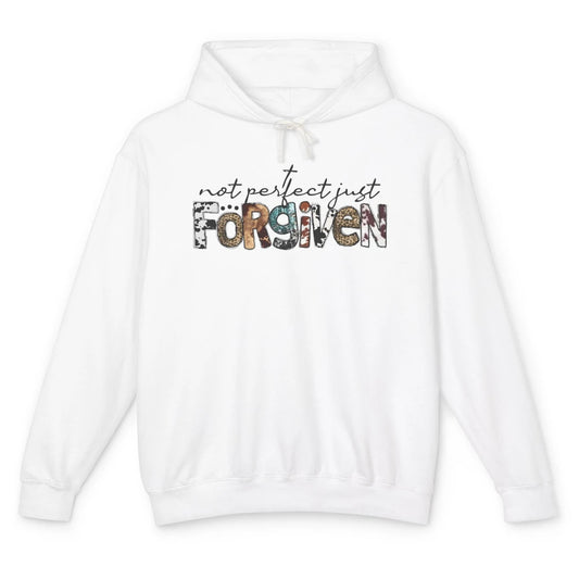 Leopard Not Perfect Just Forgiven Christian Western Country Unisex Lightweight Hoodie