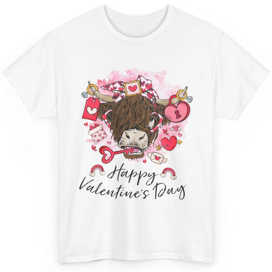 Cute Heifer Highland Cow Western Valentines Day Heart Boho Classic Unisex T-Shirt