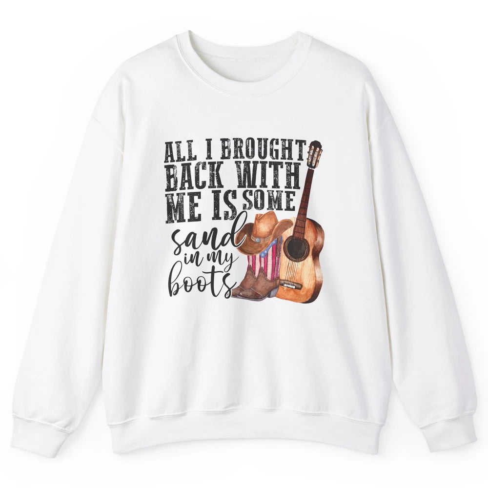 Retro Sand In My Boots Western Cowgirl Cowboy Boots Guitar Unisex Crewneck Sweatshirt