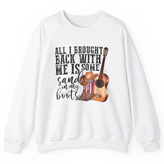 Retro Sand In My Boots Western Cowgirl Cowboy Boots Guitar Unisex Crewneck Sweatshirt