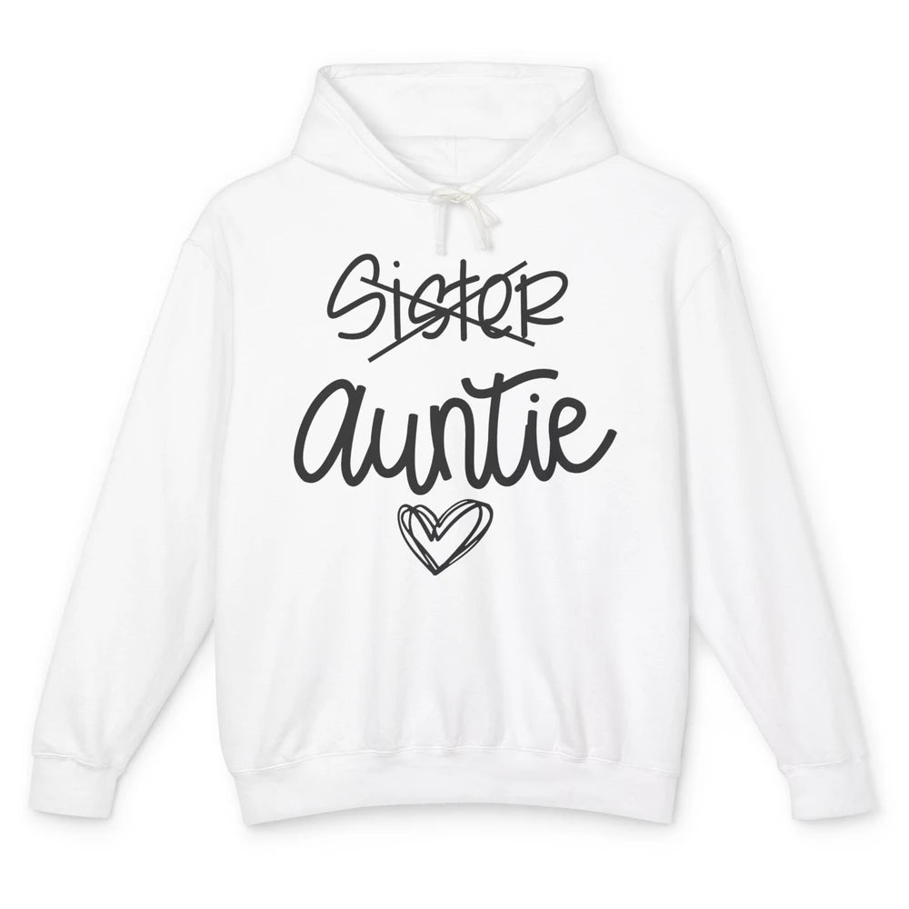 Funny Sister Promoted To Auntie Heart Sister Aunt Gift Unisex Lightweight Hoodie