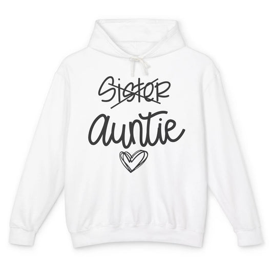 Funny Sister Promoted To Auntie Heart Sister Aunt Gift Unisex Lightweight Hoodie