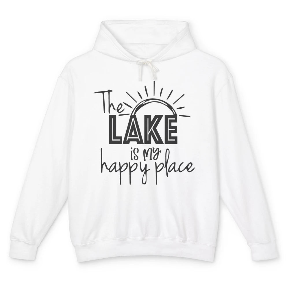 The Lake Is My Happy Place Summer Sunrays Lake Days Kayaking Unisex Lightweight Hoodie