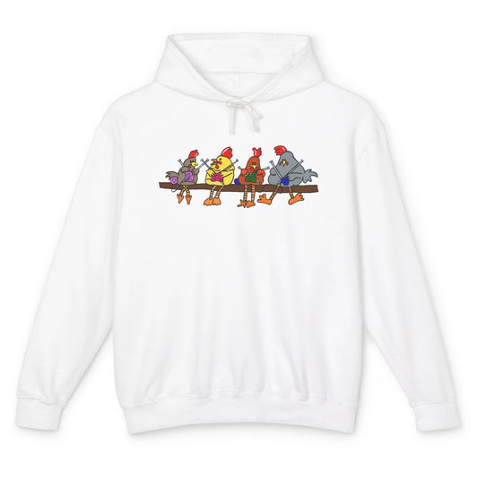 Funny Knitting Hens Chicken Sarcastic Rooster Quilt Farming Unisex Lightweight Hoodie