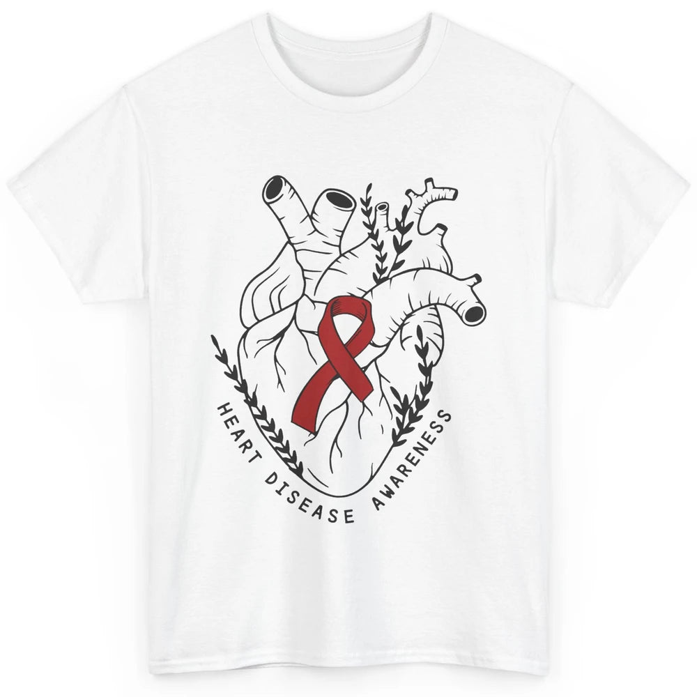 CHD Congenital Heart Disease Awareness Red Ribbon Heart Gift Classic Unisex T-Shirt