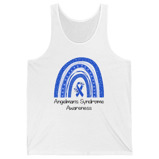 We Wear Blue Angelman's Syndrome Floral Blue Ribbon Rainbow Unisex Jersey Tank