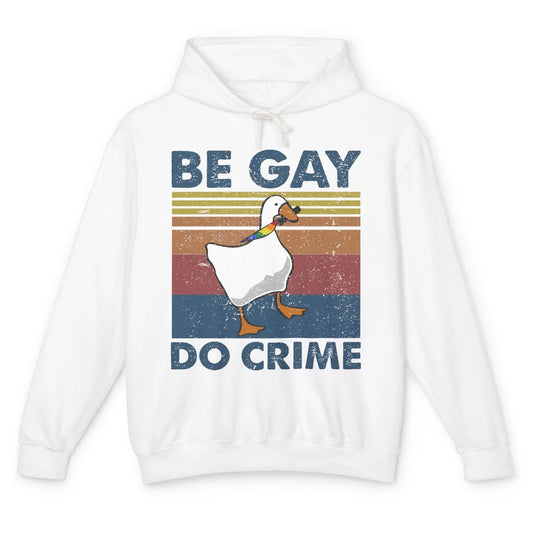 Vintage Duck Rainbow Be Gay Do Crime LGBTQ Community Rights Unisex Lightweight Hoodie