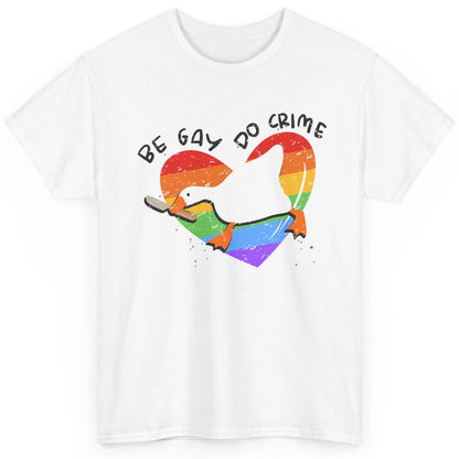 Vintage Duck Rainbow Be Gay Do Crime LGBTQ Community Rights Classic Unisex T-Shirt