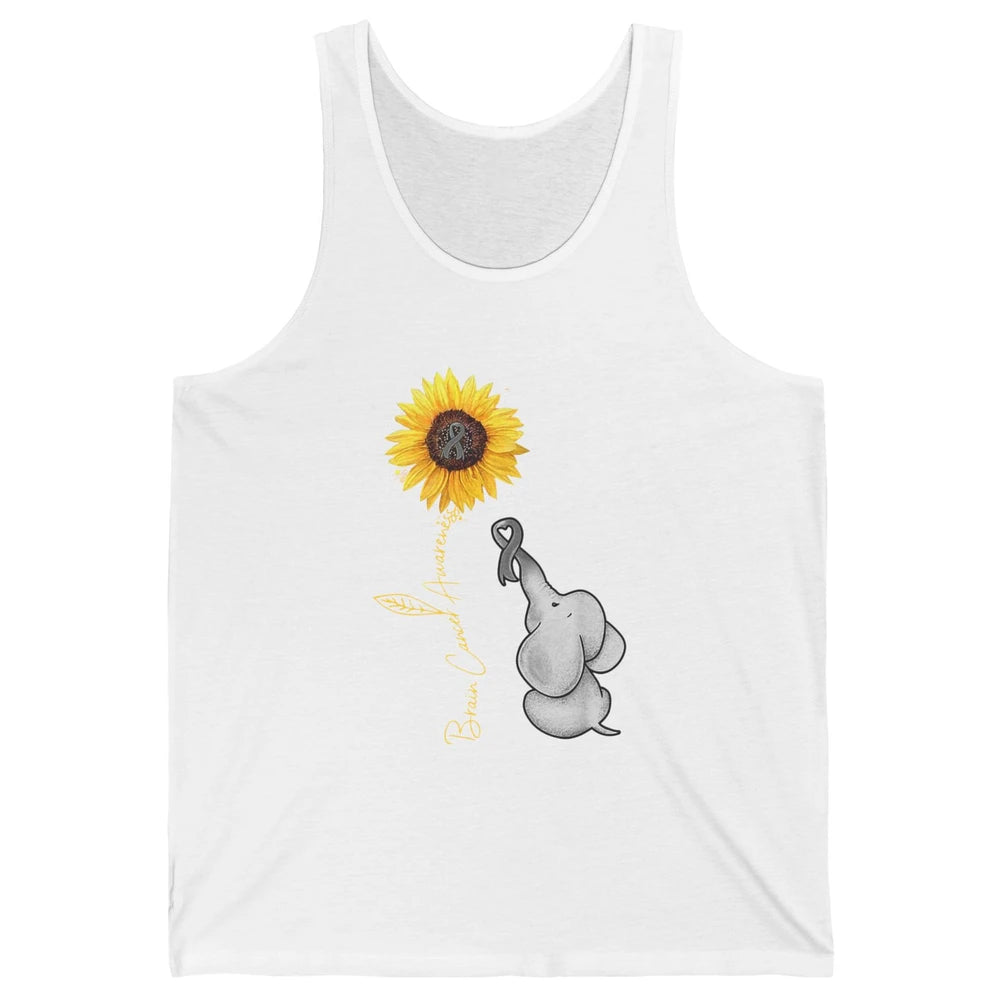 Sunflower Baby Elephant Brain Cancer Awareness Grey Ribbon Unisex Jersey Tank