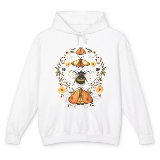 Moth Bee Dark Academia Butterfly Botanical Cottagecore Plant Unisex Lightweight Hoodie