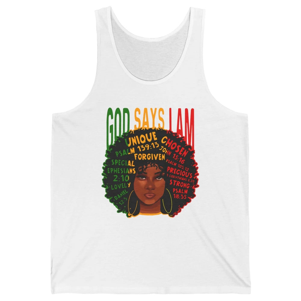 Afro Woman God Say I Am Black Melanin African American Woman Unisex Jersey Tank