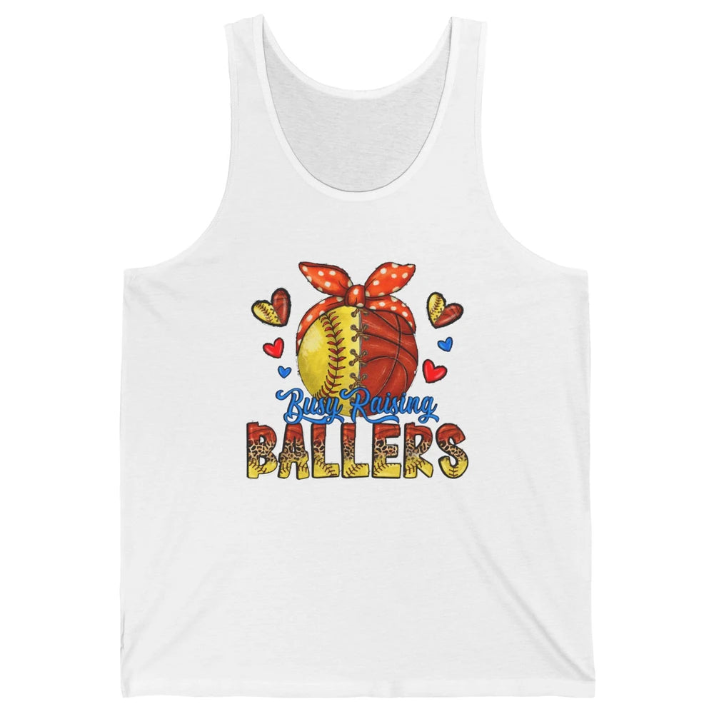 Busy Raising Ballers Softball And Basketball Mom Leopard Unisex Jersey Tank