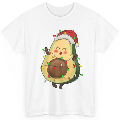 Avocado Santa Cute Avocado Christmas Lights Xmas Vegan Gift Classic Unisex T-Shirt