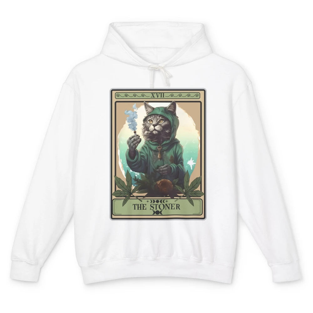 Vintage The Stoner Cat Tarot Card Weed Cannabis Marijuana Unisex Lightweight Hoodie