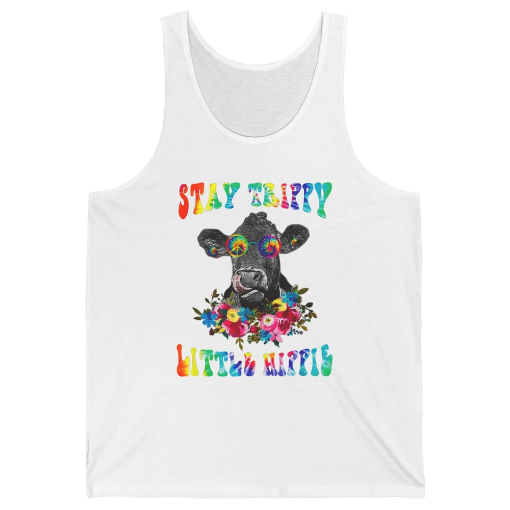 Stay Trippy Little Hippie Heifer Licking Highland Cow Peace Unisex Jersey Tank