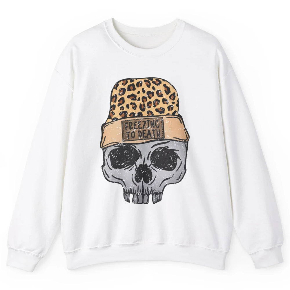 Funny Leopard Skull Freezing To Death Funny Christmas Winter Unisex Crewneck Sweatshirt