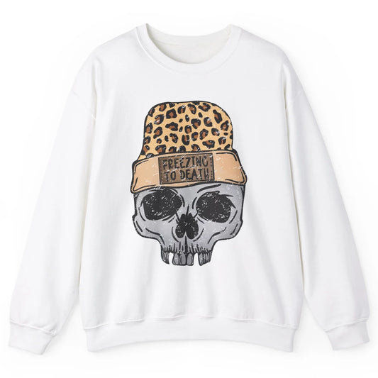 Funny Leopard Skull Freezing To Death Funny Christmas Winter Unisex Crewneck Sweatshirt