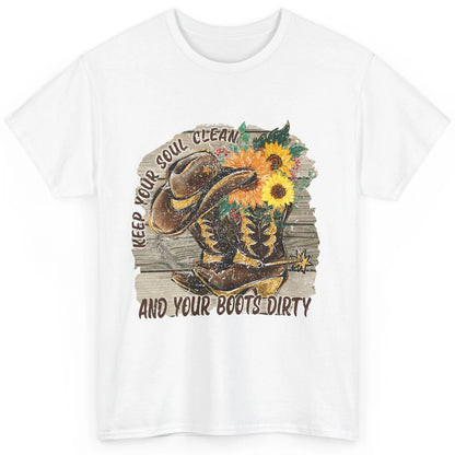 Floral Cowboy Boots Keep Your Soul Clean Boots Dirty Western Classic Unisex T-Shirt